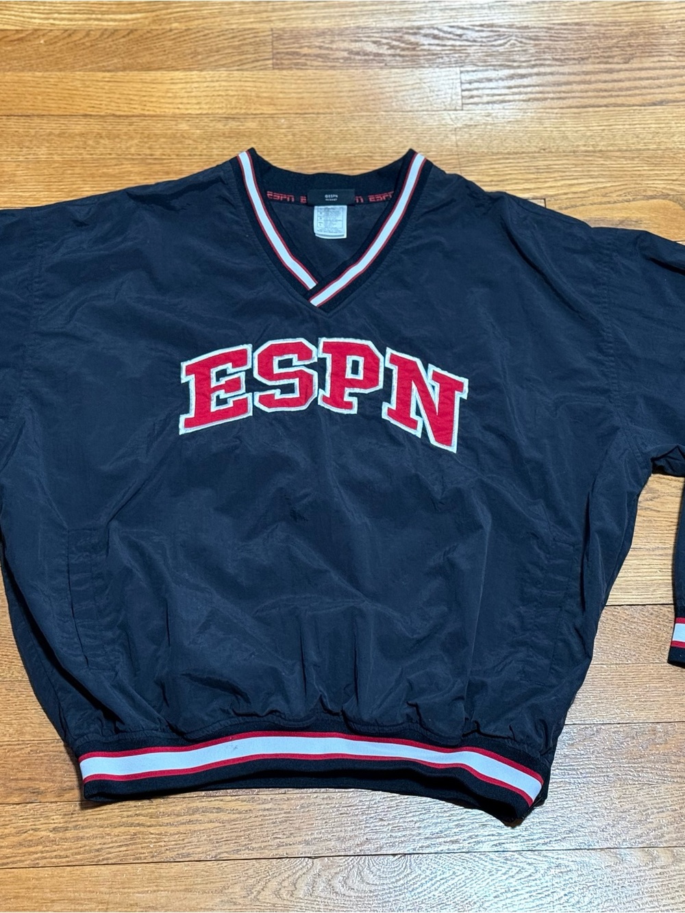 ESPN Black Pullover Windbreaker with Red & White Logo